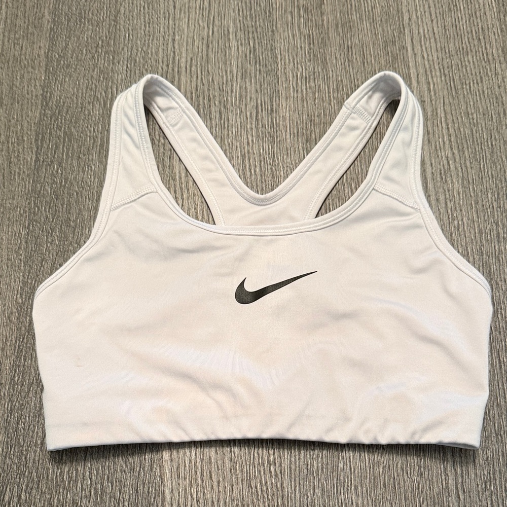 Nike Women's White Sports Bra with Black Logo - Picture 1 of 5